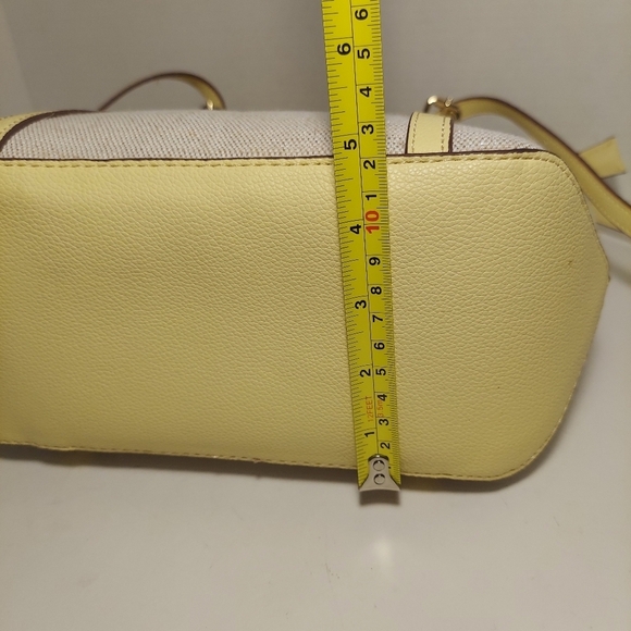Ann Klein Beige & Yellow Tote Bag Purse Shoulder Bag Metallic Canvas w Wallet - Picture 11 of 14